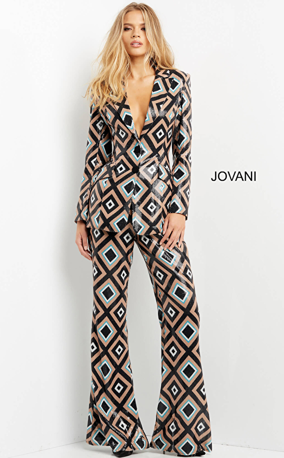 Jovani 07921 Multi Color Contemporary Two Piece Suit